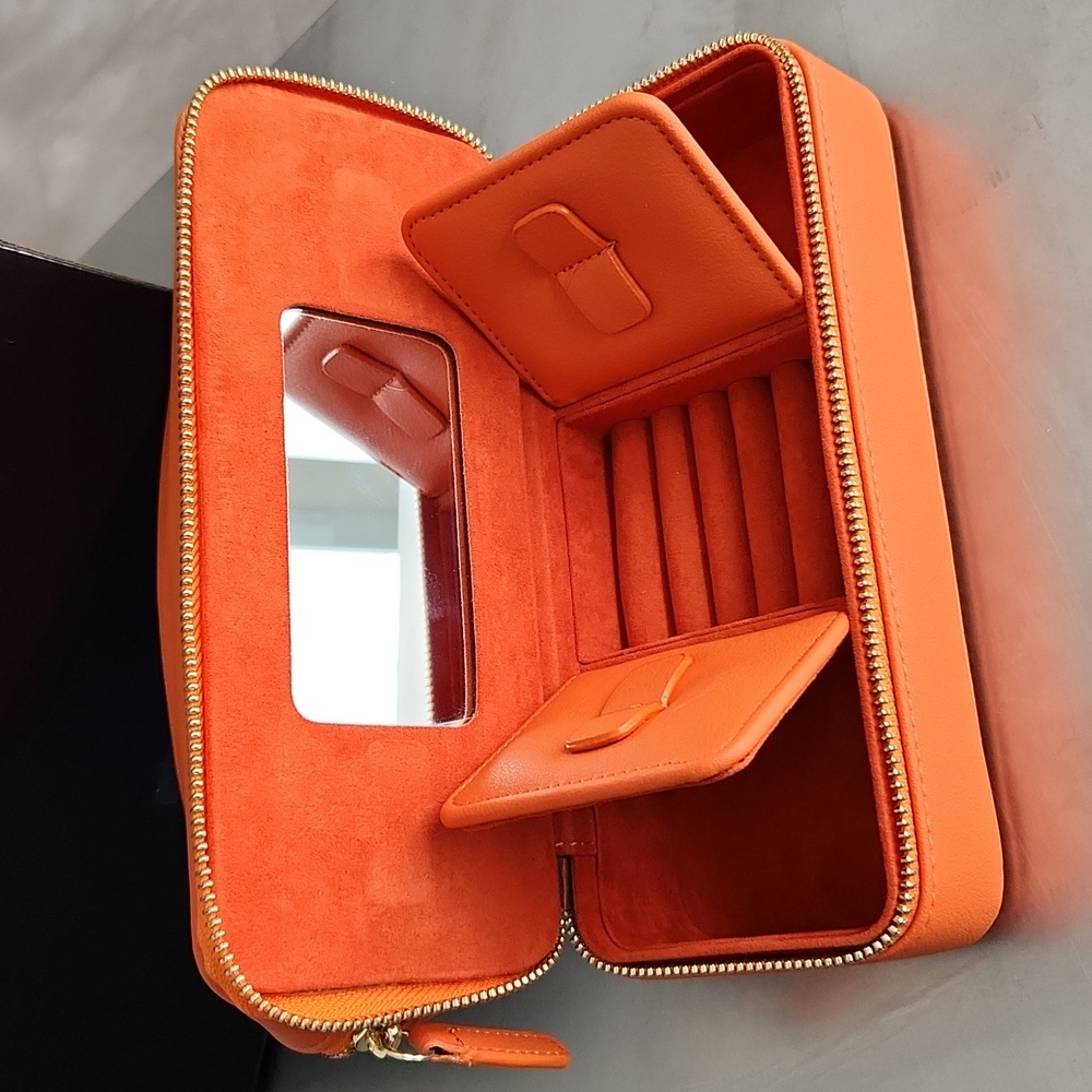Brouck and Co Duo Travel Cosmetics and Jewelry Organizer Bag, Orange, NWOT